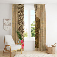 Hawaii Kanaloa Tiki Window Curtain Polynesian Tattoo and Tapa Pattern