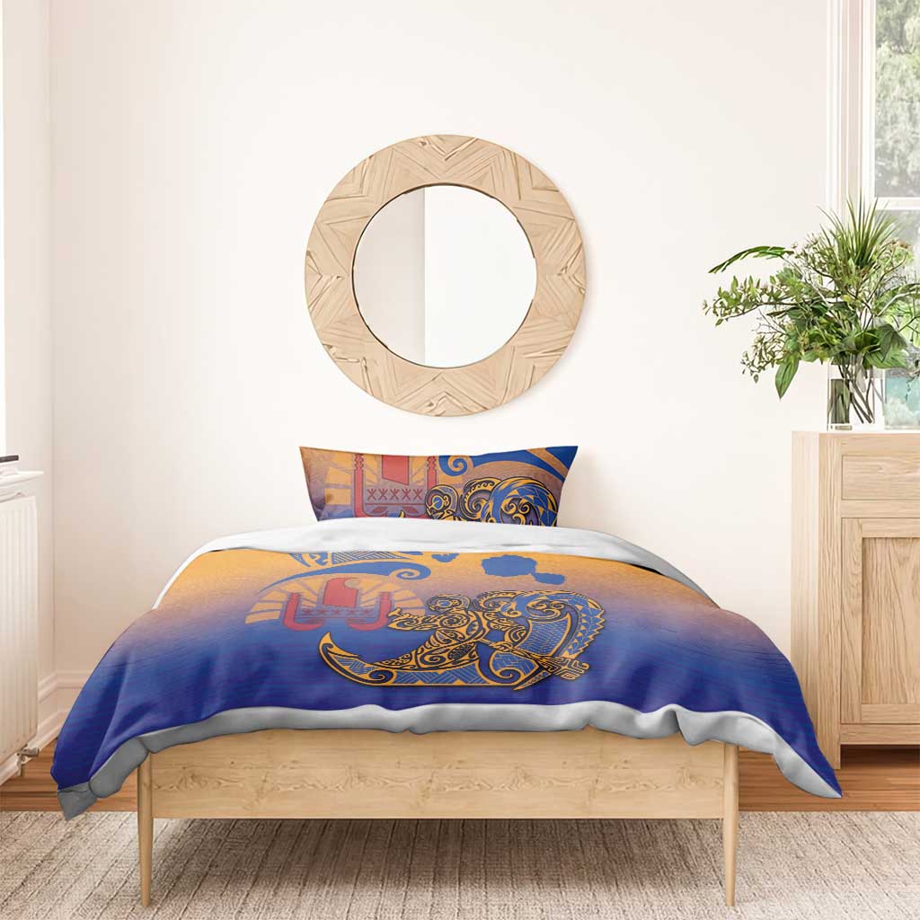 Hawaiki Nui Va'a Solo French Polynesia Bedding Set Sunset Color