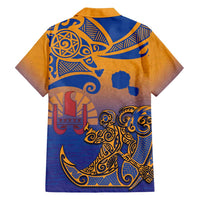 Hawaiki Nui Va'a Solo French Polynesia Family Matching Long Sleeve Bodycon Dress and Hawaiian Shirt Sunset Color LT03 - Polynesian Pride