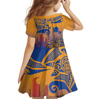 Hawaiki Nui Va'a Solo French Polynesia Family Matching Off Shoulder Maxi Dress and Hawaiian Shirt Sunset Color LT03 - Polynesian Pride