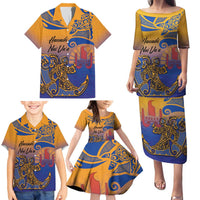 Hawaiki Nui Va'a Solo French Polynesia Family Matching Puletasi and Hawaiian Shirt Sunset Color LT03 - Polynesian Pride