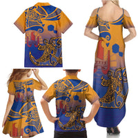 Hawaiki Nui Va'a Solo French Polynesia Family Matching Summer Maxi Dress and Hawaiian Shirt Sunset Color LT03 - Polynesian Pride
