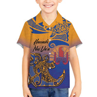Hawaiki Nui Va'a Solo French Polynesia Family Matching Tank Maxi Dress and Hawaiian Shirt Sunset Color LT03 Son's Shirt Yellow - Polynesian Pride