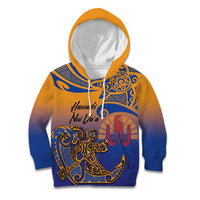 Hawaiki Nui Va'a Solo French Polynesia Kid Hoodie Sunset Color LT03 Hoodie Yellow - Polynesian Pride