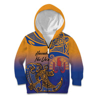 Hawaiki Nui Va'a Solo French Polynesia Kid Hoodie Sunset Color LT03 Zip Hoodie Yellow - Polynesian Pride