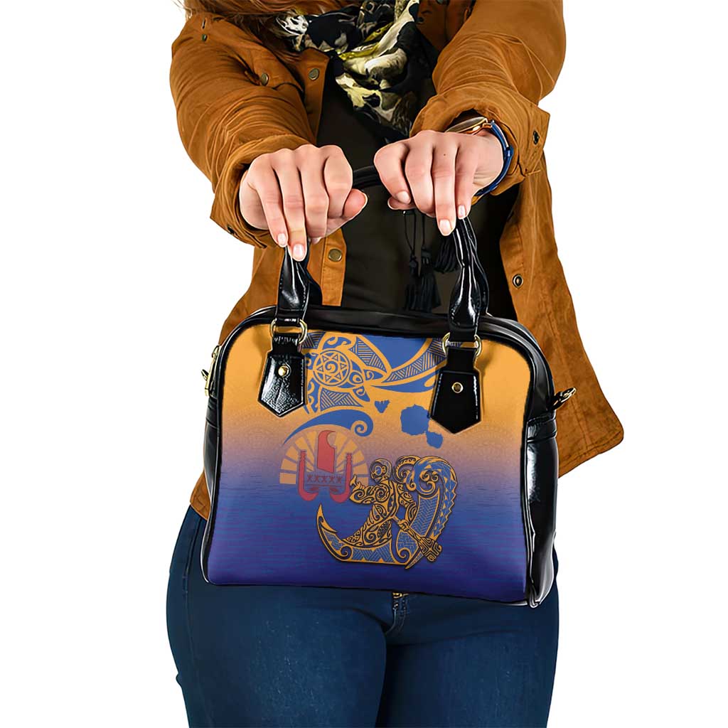 Hawaiki Nui Va'a Solo French Polynesia Shoulder Handbag Sunset Color LT03 One Size Yellow - Polynesian Pride