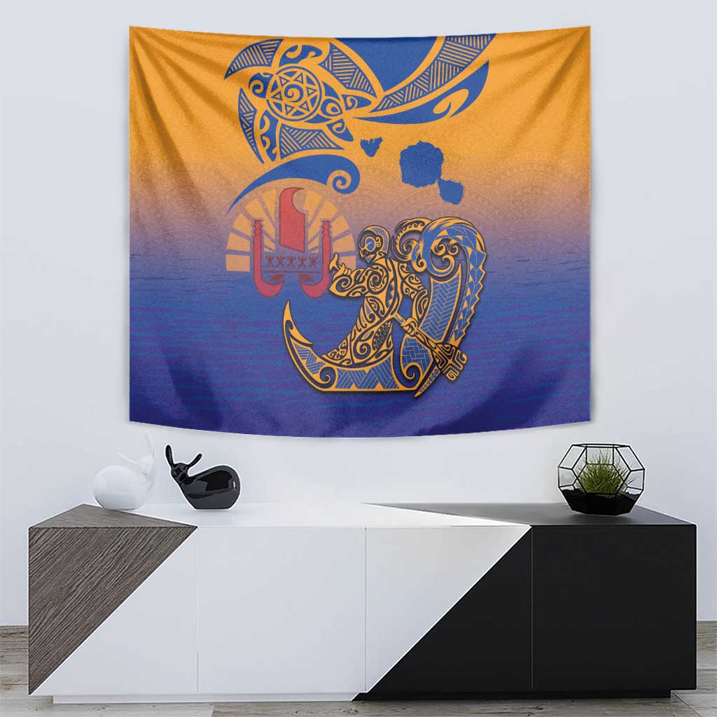Hawaiki Nui Va'a Solo French Polynesia Tapestry Sunset Color