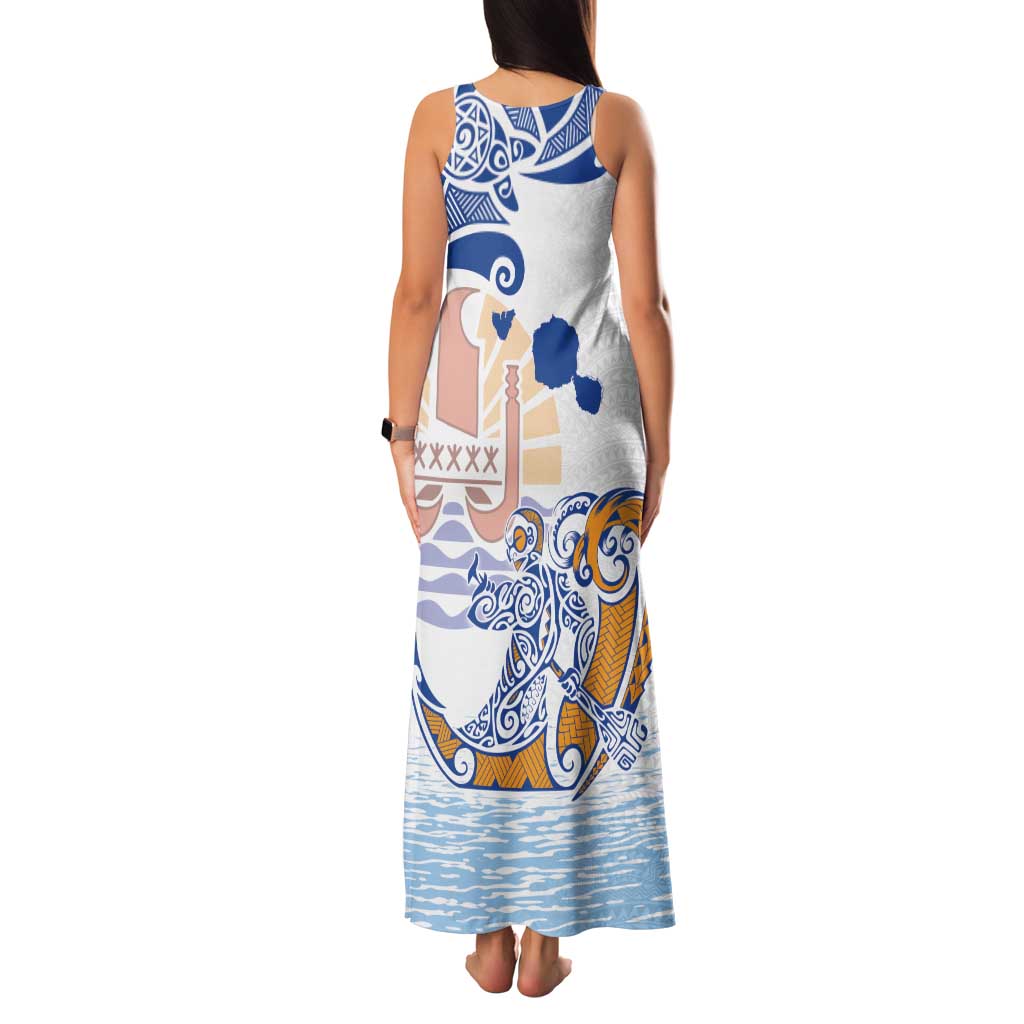 Hawaiki Nui Va'a Solo French Polynesia Family Matching Tank Maxi Dress and Hawaiian Shirt Blue Color LT03 - Polynesian Pride