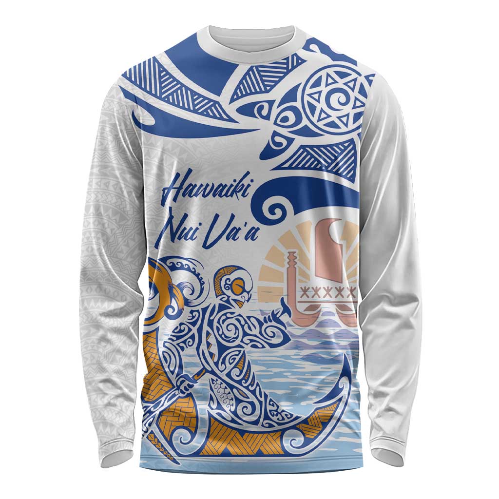Hawaiki Nui Va'a Solo French Polynesia Long Sleeve Shirt Blue Color LT03 Unisex Blue - Polynesian Pride
