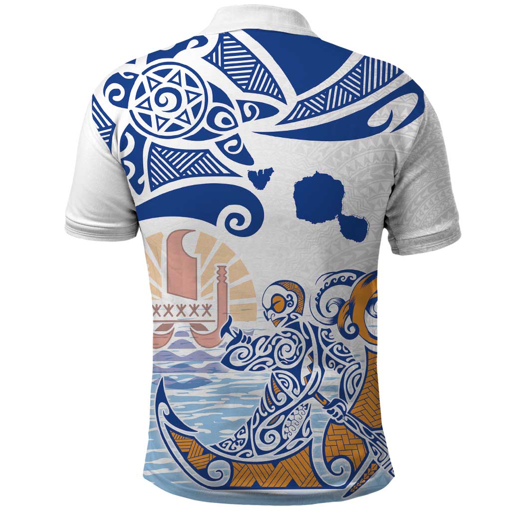 Hawaiki Nui Va'a Solo French Polynesia Polo Shirt Blue Color LT03 - Polynesian Pride