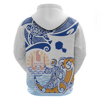 Hawaiki Nui Va'a Solo French Polynesia Zip Hoodie Blue Color