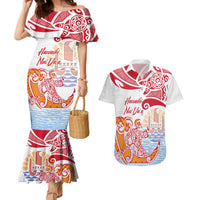 Hawaiki Nui Va'a Solo French Polynesia Couples Matching Mermaid Dress and Hawaiian Shirt Red Color LT03 Red - Polynesian Pride