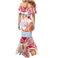 Hawaiki Nui Va'a Solo French Polynesia Family Matching Mermaid Dress and Hawaiian Shirt Red Color LT03 - Polynesian Pride
