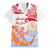Hawaiki Nui Va'a Solo French Polynesia Family Matching Off Shoulder Short Dress and Hawaiian Shirt Red Color LT03 Dad's Shirt - Short Sleeve Red - Polynesian Pride