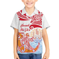Hawaiki Nui Va'a Solo French Polynesia Family Matching Off Shoulder Short Dress and Hawaiian Shirt Red Color LT03 Son's Shirt Red - Polynesian Pride