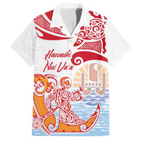 Hawaiki Nui Va'a Solo French Polynesia Family Matching Short Sleeve Bodycon Dress and Hawaiian Shirt Red Color LT03 Dad's Shirt - Short Sleeve Red - Polynesian Pride