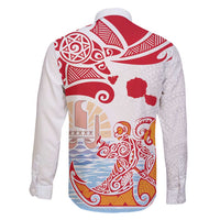 Hawaiki Nui Va'a Solo French Polynesia Family Matching Short Sleeve Bodycon Dress and Hawaiian Shirt Red Color LT03 - Polynesian Pride