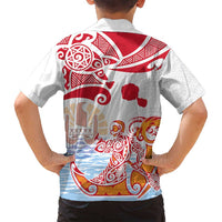 Hawaiki Nui Va'a Solo French Polynesia Family Matching Summer Maxi Dress and Hawaiian Shirt Red Color LT03 - Polynesian Pride