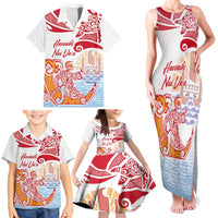Hawaiki Nui Va'a Solo French Polynesia Family Matching Tank Maxi Dress and Hawaiian Shirt Red Color LT03 - Polynesian Pride