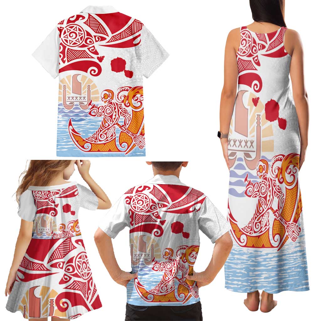 Hawaiki Nui Va'a Solo French Polynesia Family Matching Tank Maxi Dress and Hawaiian Shirt Red Color LT03 - Polynesian Pride