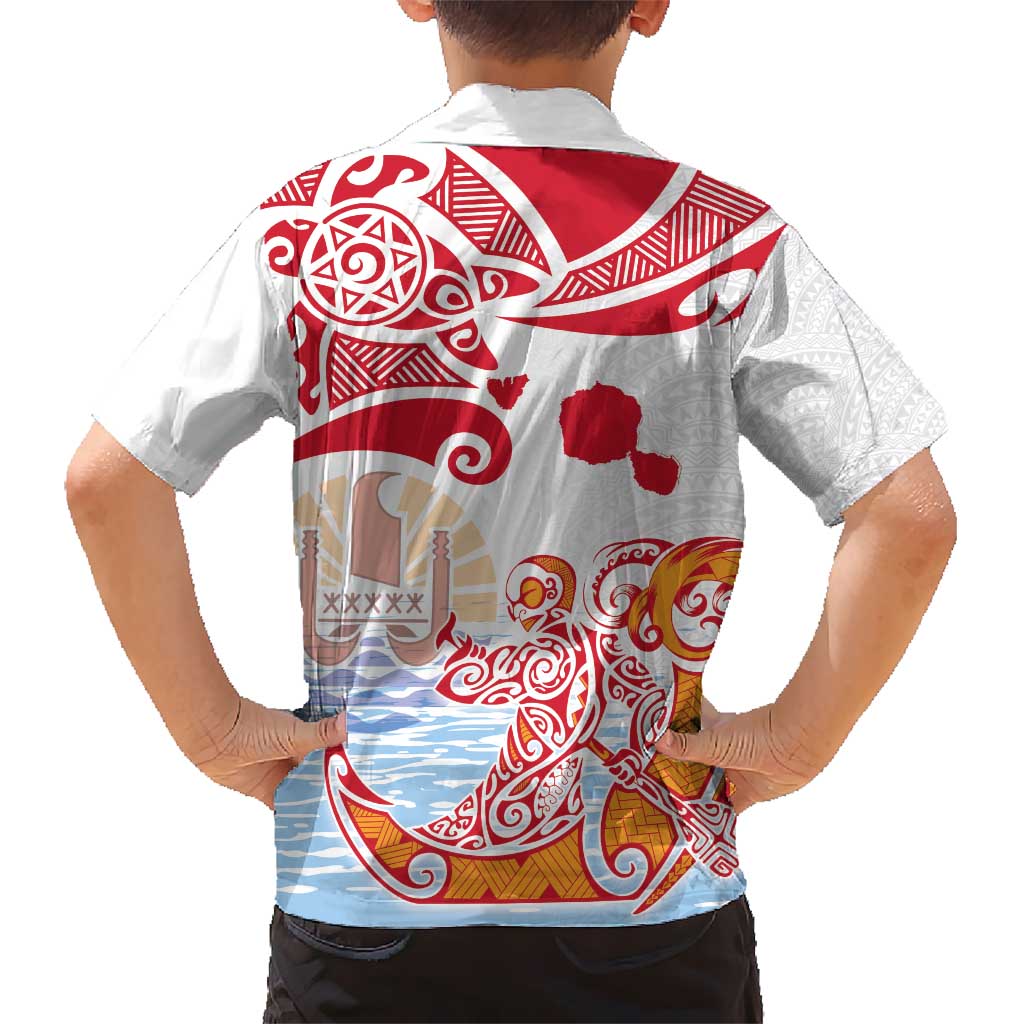 Hawaiki Nui Va'a Solo French Polynesia Kid Hawaiian Shirt Red Color