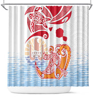 Hawaiki Nui Va'a Solo French Polynesia Shower Curtain Red Color LT03 Red - Polynesian Pride