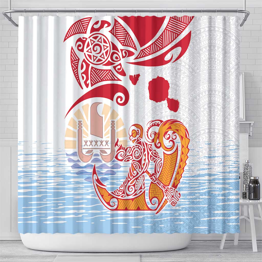 Hawaiki Nui Va'a Solo French Polynesia Shower Curtain Red Color LT03 - Polynesian Pride
