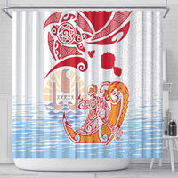 Hawaiki Nui Va'a Solo French Polynesia Shower Curtain Red Color LT03 - Polynesian Pride