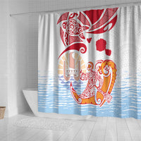 Hawaiki Nui Va'a Solo French Polynesia Shower Curtain Red Color LT03 - Polynesian Pride