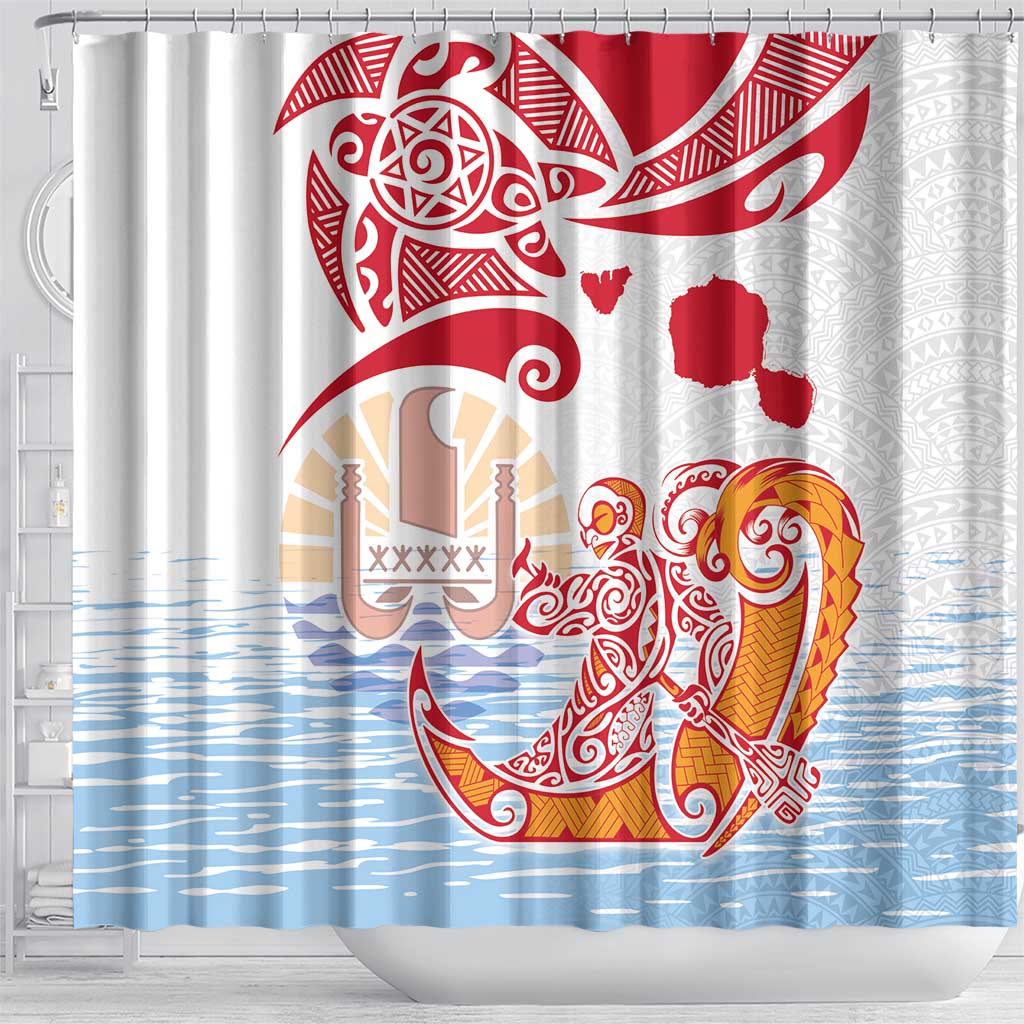 Hawaiki Nui Va'a Solo French Polynesia Shower Curtain Red Color LT03 - Polynesian Pride