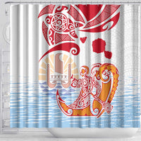 Hawaiki Nui Va'a Solo French Polynesia Shower Curtain Red Color LT03 - Polynesian Pride