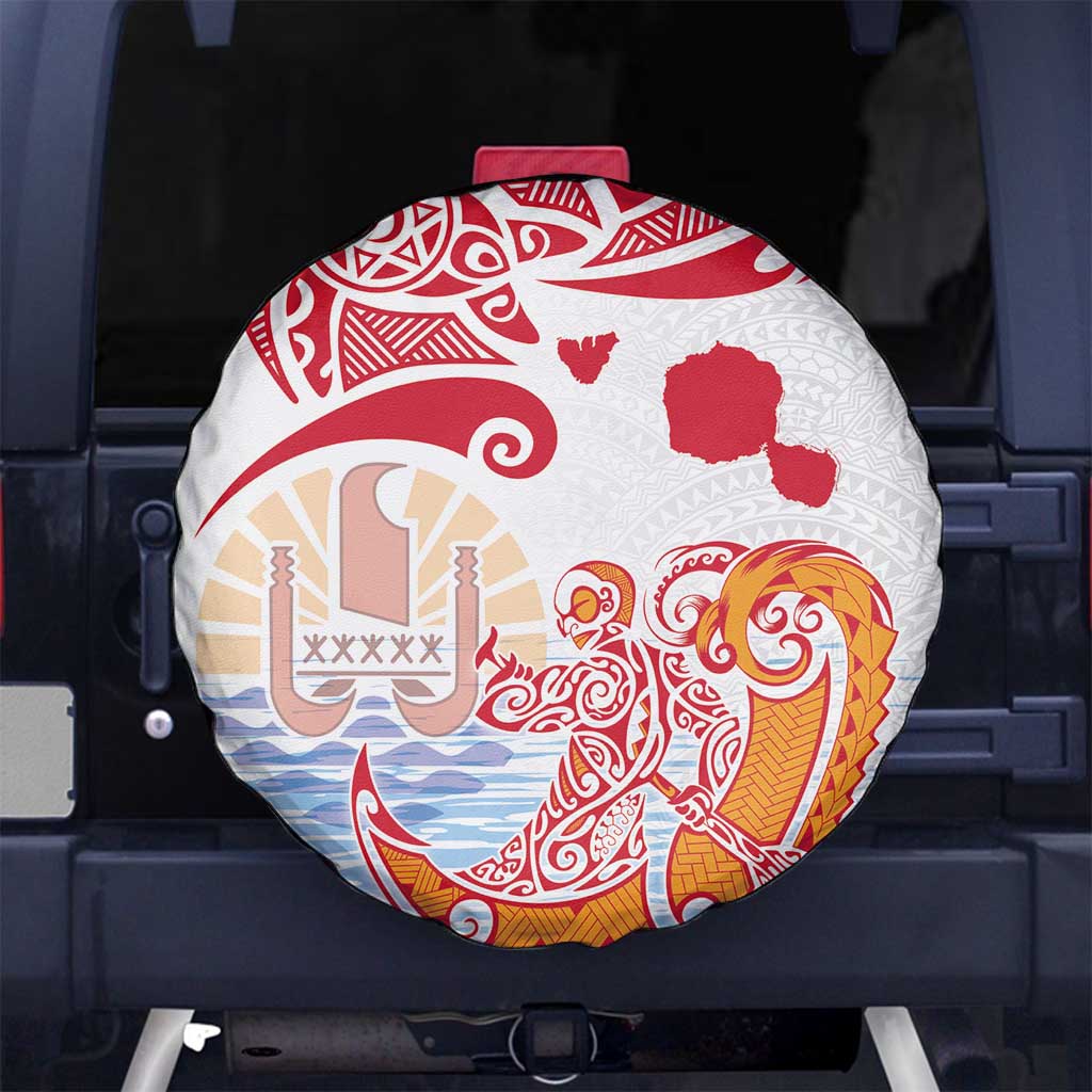 Hawaiki Nui Va'a Solo French Polynesia Spare Tire Cover Red Color