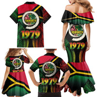 Vanuatu Constitution Day Family Matching Mermaid Dress and Hawaiian Shirt Polynesian Tattoo and Pig Tusk Since 1979
