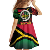 Vanuatu Constitution Day Family Matching Off The Shoulder Long Sleeve Dress and Hawaiian Shirt Polynesian Tattoo and Pig Tusk Since 1979 LT03 - Polynesian Pride