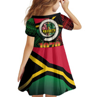 Vanuatu Constitution Day Family Matching Off Shoulder Short Dress and Hawaiian Shirt Polynesian Tattoo and Pig Tusk Since 1979 LT03 - Polynesian Pride