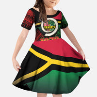 Vanuatu Constitution Day Family Matching Tank Maxi Dress and Hawaiian Shirt Polynesian Tattoo and Pig Tusk Since 1979 LT03 Daughter's Dress Black - Polynesian Pride
