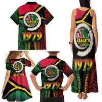 Vanuatu Constitution Day Family Matching Tank Maxi Dress and Hawaiian Shirt Polynesian Tattoo and Pig Tusk Since 1979 LT03 - Polynesian Pride