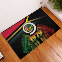 Vanuatu Constitution Day Rubber Doormat Polynesian Tattoo and Pig Tusk Since 1979