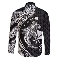 Aloha Hawaii Hammerhead Shark Family Matching Summer Maxi Dress and Hawaiian Shirt Black Kakau and Polynesian Tattoo LT03 - Polynesian Pride
