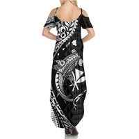 Aloha Hawaii Hammerhead Shark Family Matching Summer Maxi Dress and Hawaiian Shirt Black Kakau and Polynesian Tattoo LT03 - Polynesian Pride
