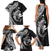 Aloha Hawaii Hammerhead Shark Family Matching Tank Maxi Dress and Hawaiian Shirt Black Kakau and Polynesian Tattoo LT03 - Polynesian Pride