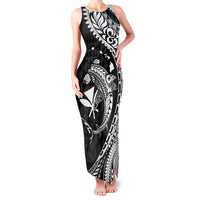 Aloha Hawaii Hammerhead Shark Family Matching Tank Maxi Dress and Hawaiian Shirt Black Kakau and Polynesian Tattoo LT03 Mom's Dress Black - Polynesian Pride