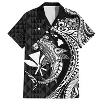 Aloha Hawaii Hammerhead Shark Hawaiian Shirt Black Kakau and Polynesian Tattoo LT03