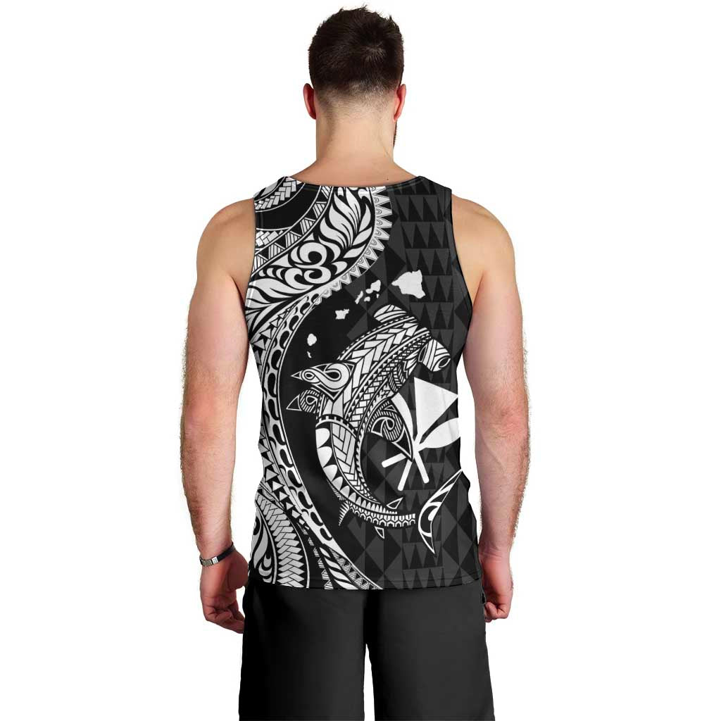 Aloha Hawaii Hammerhead Shark Men Tank Top Black Kakau and Polynesian Tattoo LT03
