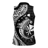 Aloha Hawaii Hammerhead Shark Women Sleeveless Polo Shirt Black Kakau and Polynesian Tattoo LT03