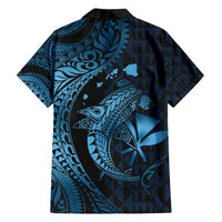 Aloha Hawaii Hammerhead Shark Family Matching Long Sleeve Bodycon Dress and Hawaiian Shirt Blue Kakau and Polynesian Tattoo LT03 - Polynesian Pride