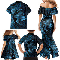 Aloha Hawaii Hammerhead Shark Family Matching Mermaid Dress and Hawaiian Shirt Blue Kakau and Polynesian Tattoo LT03 - Polynesian Pride