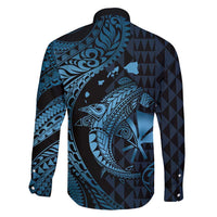 Aloha Hawaii Hammerhead Shark Family Matching Summer Maxi Dress and Hawaiian Shirt Blue Kakau and Polynesian Tattoo LT03 - Polynesian Pride