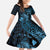 Aloha Hawaii Hammerhead Shark Kid Short Sleeve Dress Blue Kakau and Polynesian Tattoo LT03