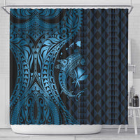 Aloha Hawaii Hammerhead Shark Shower Curtain Blue Kakau and Polynesian Tattoo LT03 - Polynesian Pride